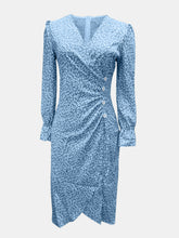 Load image into Gallery viewer, Full Size Printed Surplice Long Sleeve Midi Dress