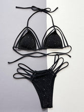 Load image into Gallery viewer, Glitter Halter Neck Strappy Two-Piece Bikini Set