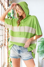Load image into Gallery viewer, First Love Color Block Short Sleeve Hooded Top