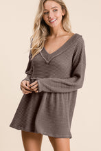 Load image into Gallery viewer, BiBi Waffle Knit V-Neck Babydoll Blouse