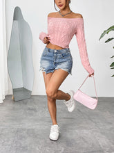Load image into Gallery viewer, Cable-Knit Off-Shoulder Long Sleeve Knit Top