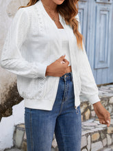 Load image into Gallery viewer, Eyelet Baseball Collar Zip Up Jacket