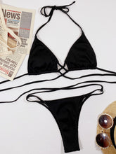 Load image into Gallery viewer, Halter Neck Crisscross Ribbed Bikini Set