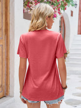 Load image into Gallery viewer, Double Take Ruched V-Neck Short Sleeve T-Shirt