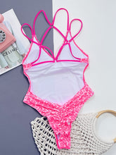 Load image into Gallery viewer, Leopard Plunge Spaghetti Strap One-Piece Swimwear