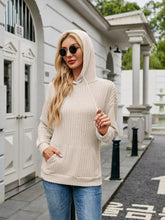 Load image into Gallery viewer, Ribbed Drawstring Long Sleeve Hoodie