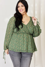 Load image into Gallery viewer, HEYSON Full Size Floral Surplice Peplum Blouse