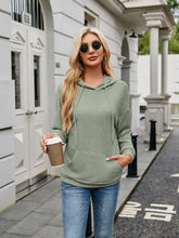 Load image into Gallery viewer, Ribbed Drawstring Long Sleeve Hoodie