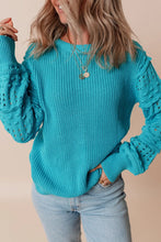 Load image into Gallery viewer, Openwork Frill Round Neck Long Sleeve Sweater