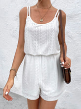 Load image into Gallery viewer, Eyelet Scoop Neck Double Spaghetti Straps Romper
