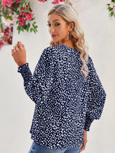 Load image into Gallery viewer, Printed V-Neck Lantern Sleeve Blouse