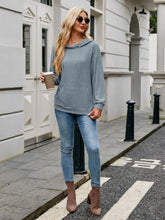 Load image into Gallery viewer, Ribbed Drawstring Long Sleeve Hoodie