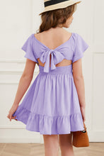 Load image into Gallery viewer, Ruffle Hem Tie-Back Flutter Sleeve Dress