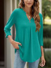 Load image into Gallery viewer, Notched Three-Quarter Sleeve T-Shirt