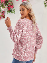 Load image into Gallery viewer, Printed V-Neck Lantern Sleeve Blouse