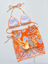 Load image into Gallery viewer, Multicolored Drawstring Ruched Three-Piece Swim Set