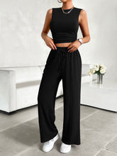 Load image into Gallery viewer, Mock Neck Sleeveless Top and Drawstring Pants Set