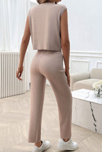 Load image into Gallery viewer, Ribbed Round Neck Top and Pants Set