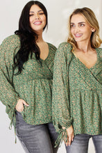 Load image into Gallery viewer, HEYSON Full Size Floral Surplice Peplum Blouse