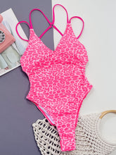 Load image into Gallery viewer, Leopard Plunge Spaghetti Strap One-Piece Swimwear