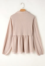 Load image into Gallery viewer, Corded Johnny Collar Long Sleeve Babydoll Blouse