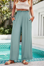 Load image into Gallery viewer, Smocked Wide Leg Pants with Pockets