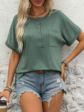 Load image into Gallery viewer, Half Button Short Sleeve T-Shirt