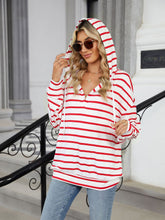 Load image into Gallery viewer, Drawstring Striped Long Sleeve Hoodie