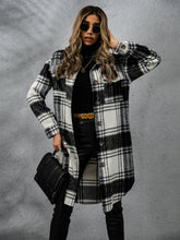 Load image into Gallery viewer, Plaid Collared Neck Long Sleeve Coat