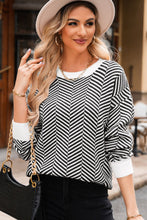 Load image into Gallery viewer, Striped Round Neck Long Sleeve Sweater