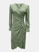 Load image into Gallery viewer, Full Size Printed Surplice Long Sleeve Midi Dress
