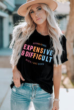 Load image into Gallery viewer, Slogan Graphic Cuffed Sleeve Tee