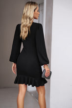 Load image into Gallery viewer, Ruched Ruffled Balloon Sleeve Mini Dress