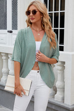 Load image into Gallery viewer, Eyelet Open Front Half Sleeve Cardigan