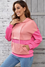 Load image into Gallery viewer, Drawstring Color Block Long Sleeve Hoodie