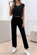 Load image into Gallery viewer, Ribbed Round Neck Top and Pants Set