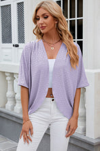 Load image into Gallery viewer, Eyelet Open Front Half Sleeve Cardigan