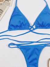 Load image into Gallery viewer, Halter Neck Crisscross Ribbed Bikini Set