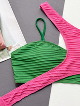 Load image into Gallery viewer, Contrast One-Shoulder Two-Piece Swim Set