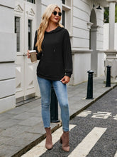 Load image into Gallery viewer, Ribbed Drawstring Long Sleeve Hoodie