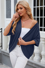 Load image into Gallery viewer, Eyelet Open Front Half Sleeve Cardigan