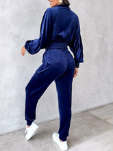 Load image into Gallery viewer, Zip Up Long Sleeve Cropped Top and Joggers Set