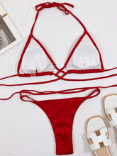 Load image into Gallery viewer, Halter Neck Crisscross Ribbed Bikini Set