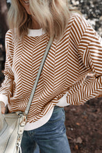 Load image into Gallery viewer, Striped Round Neck Long Sleeve Sweater