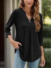 Load image into Gallery viewer, Notched Three-Quarter Sleeve T-Shirt