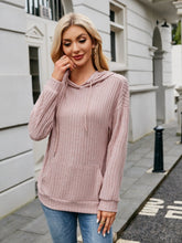 Load image into Gallery viewer, Ribbed Drawstring Long Sleeve Hoodie