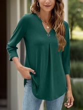 Load image into Gallery viewer, Notched Three-Quarter Sleeve T-Shirt