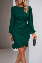 Load image into Gallery viewer, Ruched Ruffled Balloon Sleeve Mini Dress