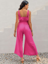 Load image into Gallery viewer, V-Neck Wide Strap Slit Jumpsuit