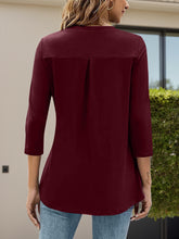 Load image into Gallery viewer, Notched Three-Quarter Sleeve T-Shirt